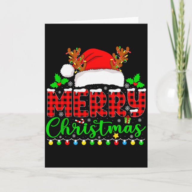 Merry Christmas Lights Funny Xmas Pjs Men Women Fa Card (Front)