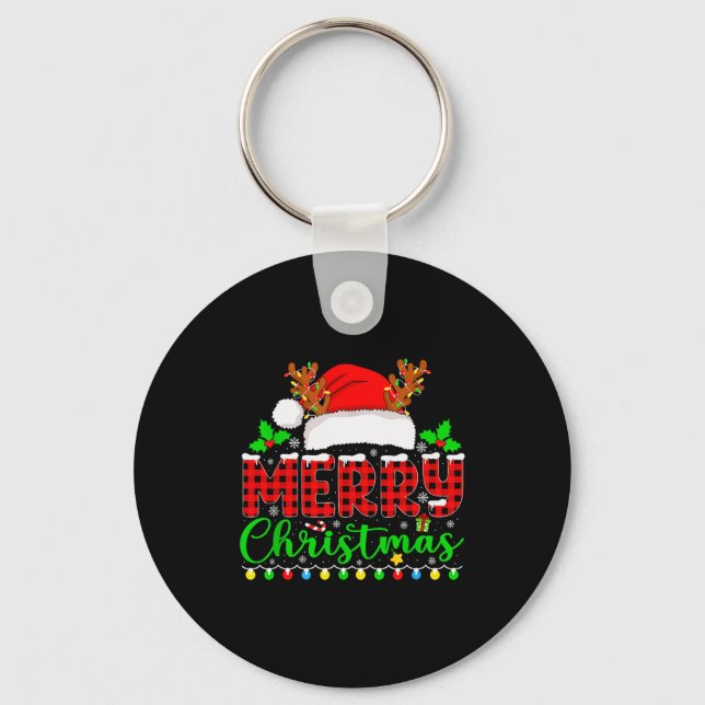 Merry Christmas Lights Funny Xmas Pjs Men Women Fa Key Ring (Front)
