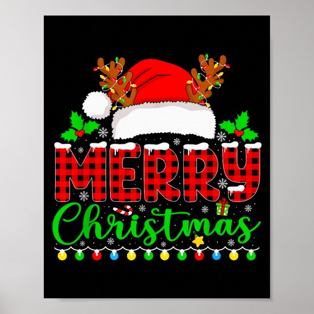 Merry Christmas Lights Funny Xmas Pjs Men Women Fa Poster (Front)