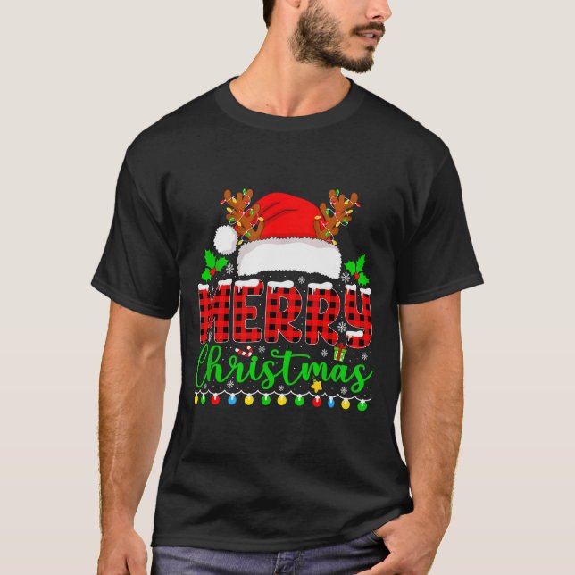 Merry Christmas Lights Funny Xmas Pjs Men Women Fa T-Shirt (Front)