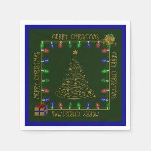 Merry Christmas Lights-Green-1-PAPER NAPKINS