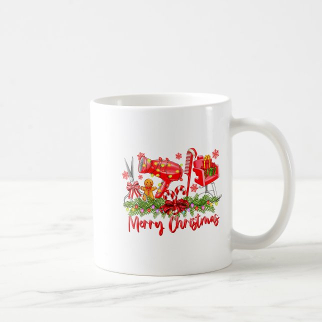 Merry Christmas Lights Hairstylist Tool Hairdresse Coffee Mug (Right)