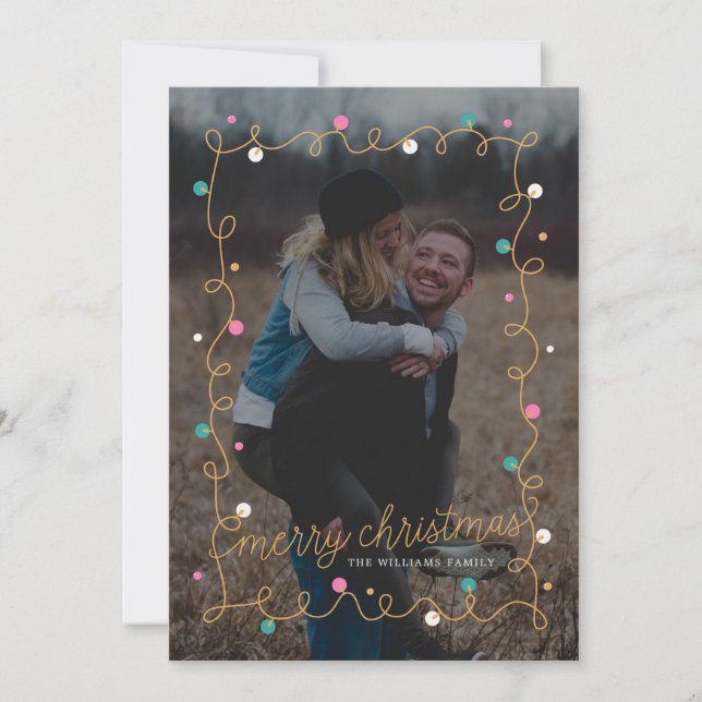 Merry Christmas Lights Holiday Photo Cards (Front)