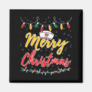 Merry Christmas Lights Nurse Hat Xmas Funny Nurse  Magnet