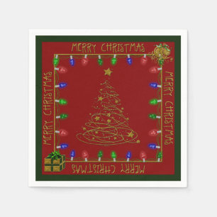 Merry Christmas Lights-Red-Green-1-PAPER NAPKINS
