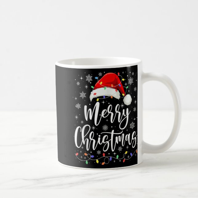 Merry Christmas Lights Red Santa Family Xmas Pajam Coffee Mug (Right)