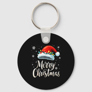 Merry Christmas Lights Red Santa Hat Xmas Family  Key Ring