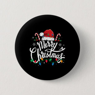 Merry Christmas Lights Red Santa Hat Xmas Family M 6 Cm Round Badge