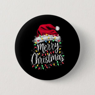 Merry Christmas Lights Red Santa Hat Xmas Family M 6 Cm Round Badge