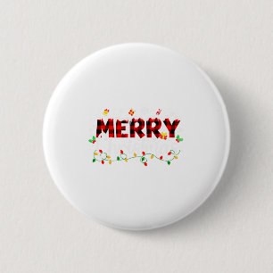 Merry Christmas Lights Red Santa Hat Xmas Family M 6 Cm Round Badge
