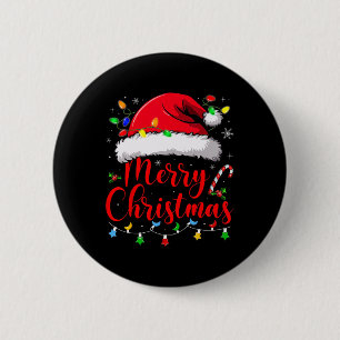 Merry Christmas Lights Red Santa Hat Xmas Family M 6 Cm Round Badge