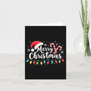 Merry Christmas Lights Red Santa Hat Xmas Family M Card