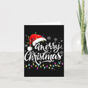 Merry Christmas Lights Red Santa Hat Xmas Family M Card