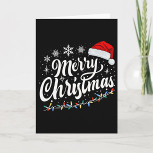 Merry Christmas Lights Red Santa Hat Xmas Family M Card