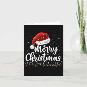 Merry Christmas Lights Red Santa Hat Xmas Family M Card