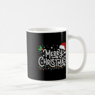 Merry Christmas Lights Red Santa Hat Xmas Family M Coffee Mug