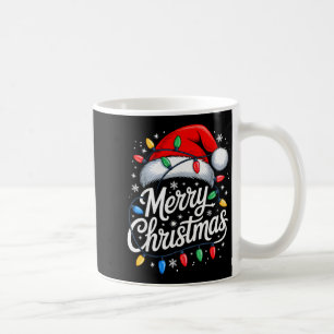 Merry Christmas Lights Red Santa Hat Xmas Family M Coffee Mug
