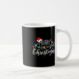 Merry Christmas Lights Red Santa Hat Xmas Family M Coffee Mug