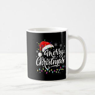 Merry Christmas Lights Red Santa Hat Xmas Family M Coffee Mug