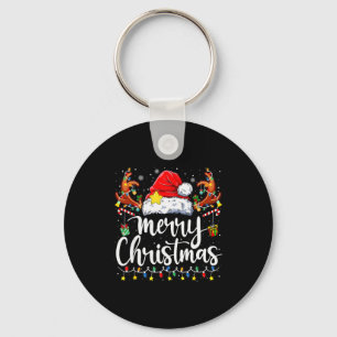 Merry Christmas Lights Red Santa Hat Xmas Family M Key Ring