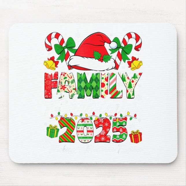 Merry Christmas Lights Red Santa Hat Xmas Family M Mouse Pad (Front)