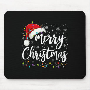 Merry Christmas Lights Red Santa Hat Xmas Family M Mouse Pad