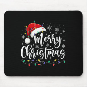 Merry Christmas Lights Red Santa Hat Xmas Family M Mouse Pad