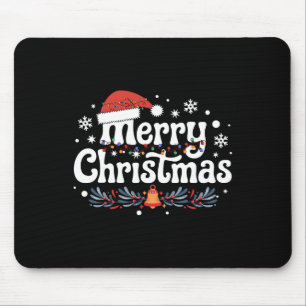 Merry Christmas Lights Red Santa Hat Xmas Family M Mouse Pad