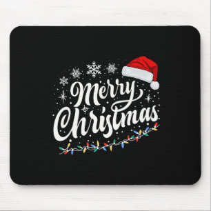 Merry Christmas Lights Red Santa Hat Xmas Family M Mouse Pad