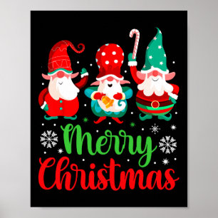 Merry Christmas Lights Red Santa Hat Xmas Family M Poster
