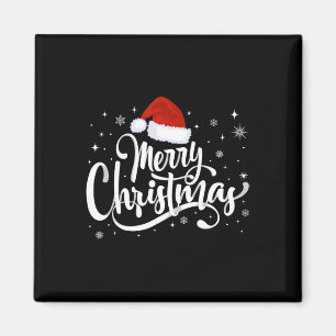 Merry Christmas Lights Red Santa Hat Xmas Family Magnet