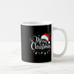 Merry Christmas Lights Red Santa Hat Xmas Holidays Coffee Mug