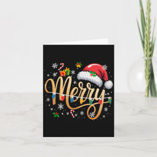 Merry Christmas Lights Red Santa Hat Xmas Men Wome Card