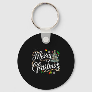 Merry Christmas Lights Red Santa Hat Xmas Men Wome Key Ring