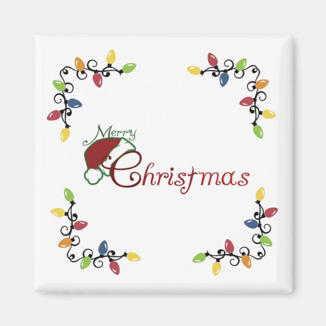 **MERRY CHRISTMAS LIGHTS/SANTA HAT** MAGNET (Front)