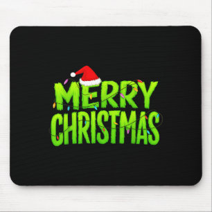 Merry Christmas Lights Santa Hat Pajamas Xmas Humo Mouse Pad