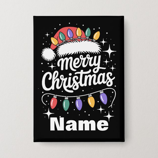Merry Christmas Lights Santa Hat Personalised Gift (Front)