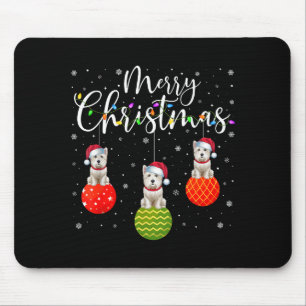 Merry Christmas Lights Santa Hat Westie Dog Ugly X Mouse Pad