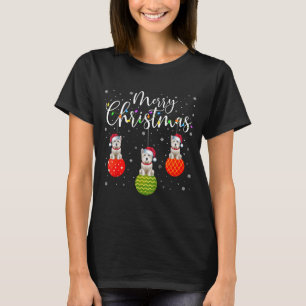 Merry Christmas Lights Santa Hat Westie Dog Ugly X T-Shirt