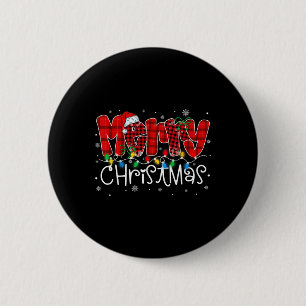 Merry Christmas Lights Santa Hat Xmas Family Match 6 Cm Round Badge