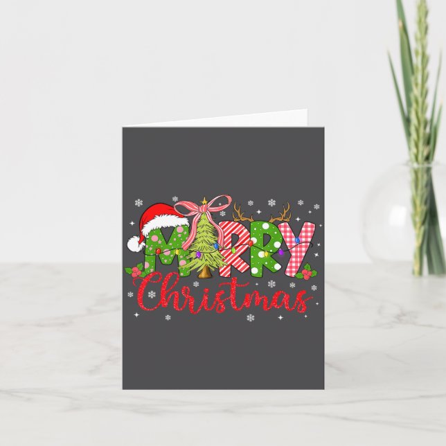 Merry Christmas Lights Santa Hat Xmas Family Match Card (Front)