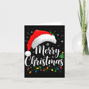 Merry Christmas Lights Santa Hat Xmas Family Match Card