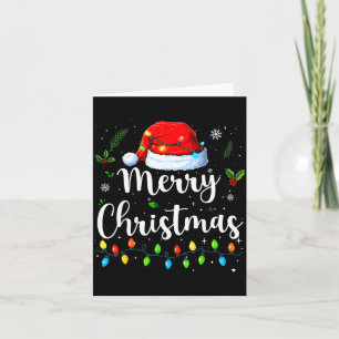 Merry Christmas Lights Santa Hat Xmas Family Match Card