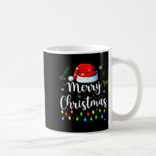 Merry Christmas Lights Santa Hat Xmas Family Match Coffee Mug