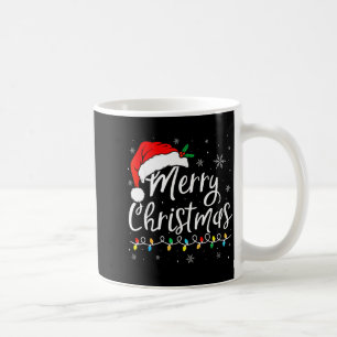 Merry Christmas Lights Santa Hat Xmas Family Match Coffee Mug