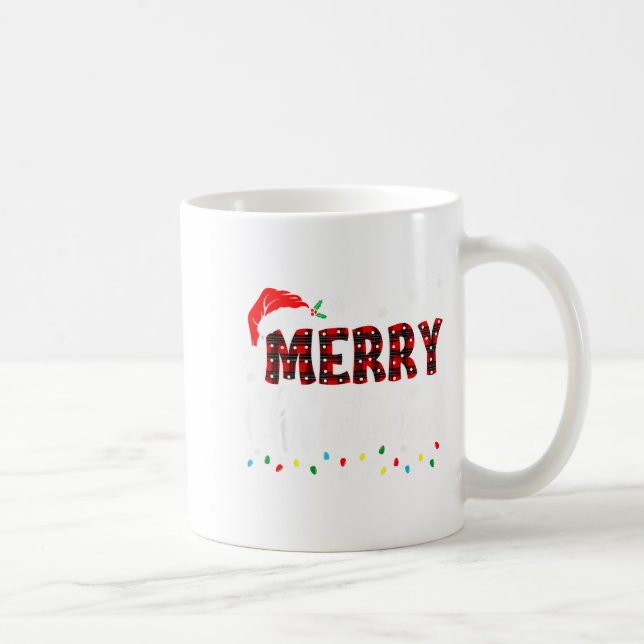 Merry Christmas Lights Santa Hat Xmas Family Match Coffee Mug (Right)