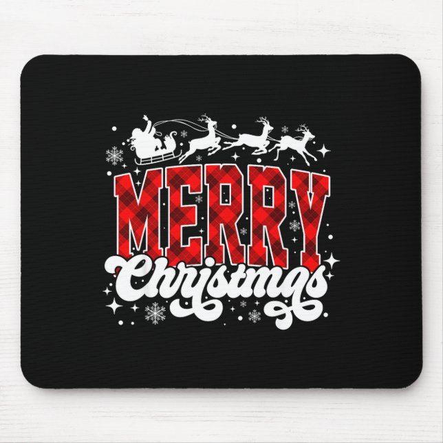 Merry Christmas Lights Santa Hat Xmas Family Match Mouse Pad (Front)