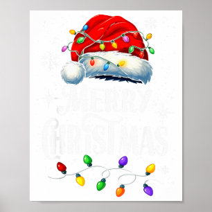 Merry Christmas Lights Santa Hat Xmas Family Match Poster