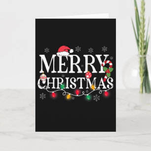 Merry Christmas Lights Santa Hat Xmas Family Men W Card
