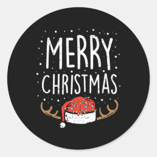 Merry Christmas Lights Santa Hat Xmas Family Men W Classic Round Sticker